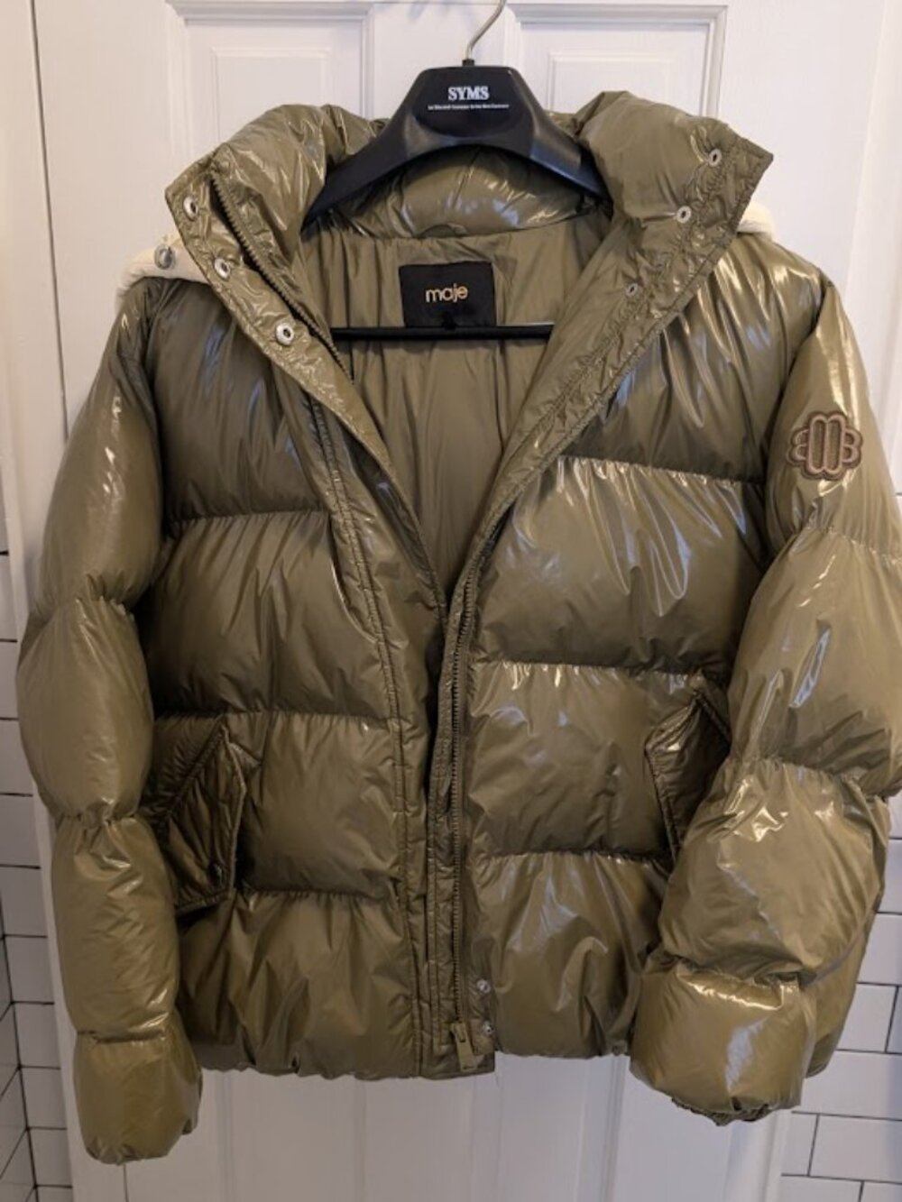 Maje two tone short puffer coat sz S